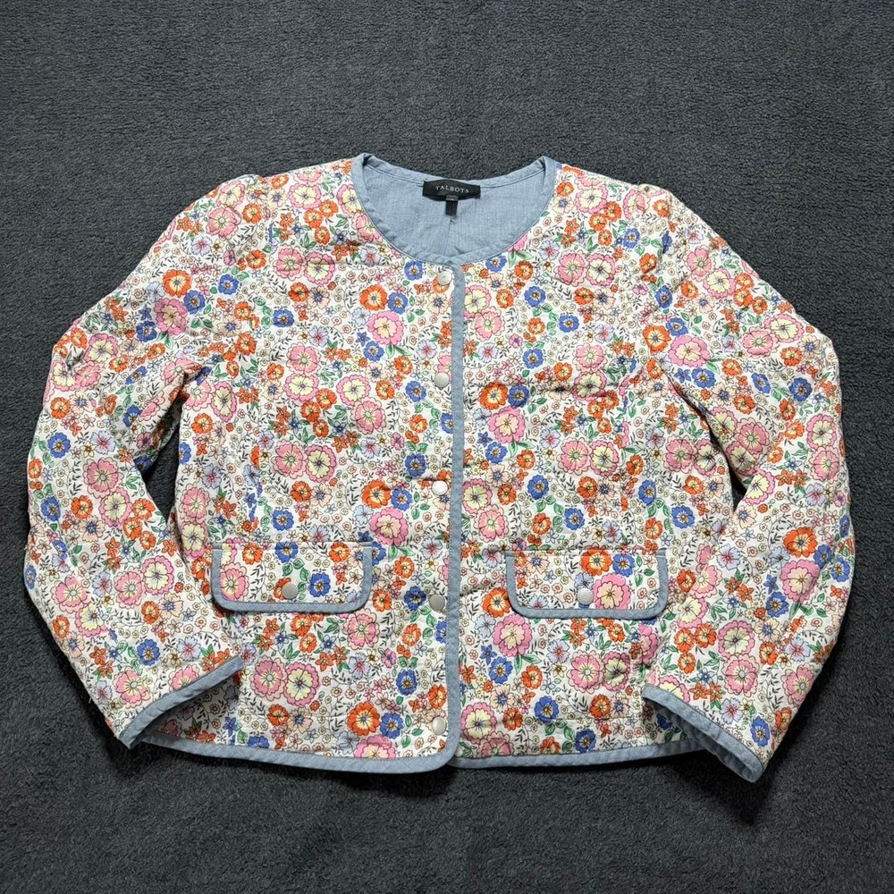 Talbots Enchanted Blooms Floral Quilted Cotton Jacket cozy grandma spring fall